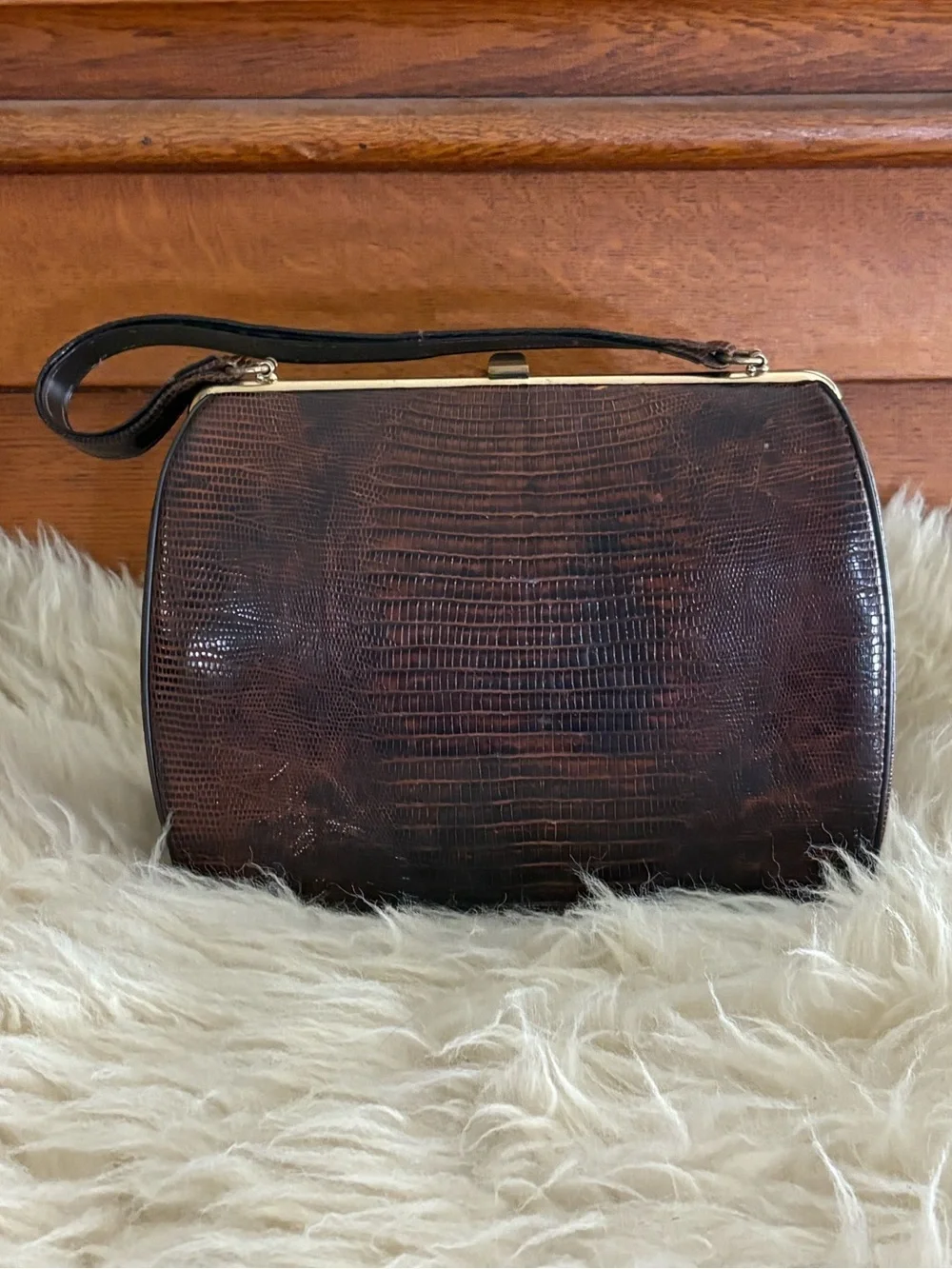 Vintage 50’s Authentic Tegu Lizard Skin Satchel Bag